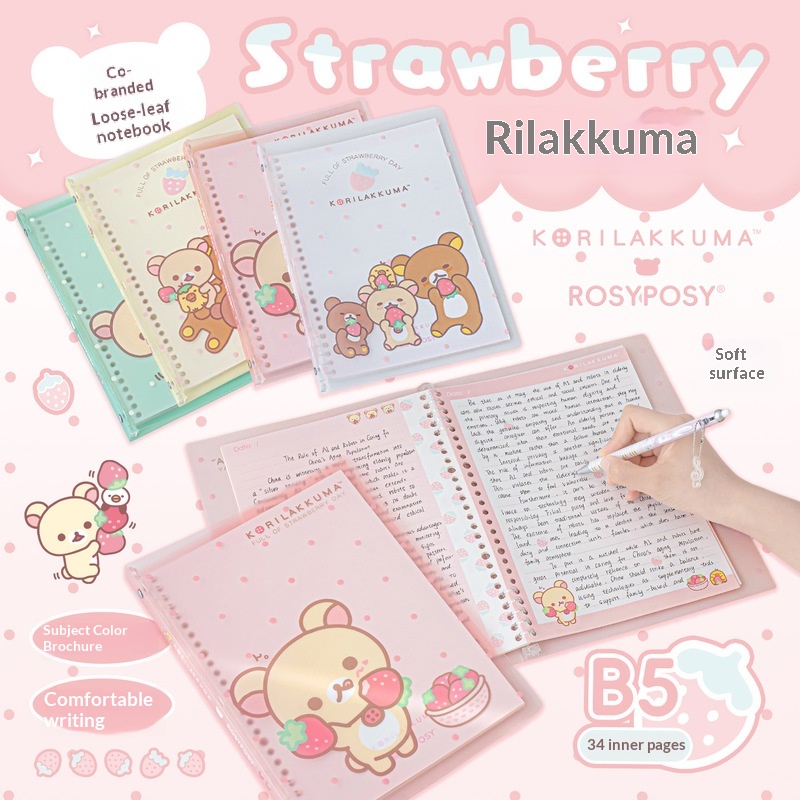 Blank Sheet Music Notebook - Rosyposy Korilakkuma Çilek B5 Gevşek Yapraklı