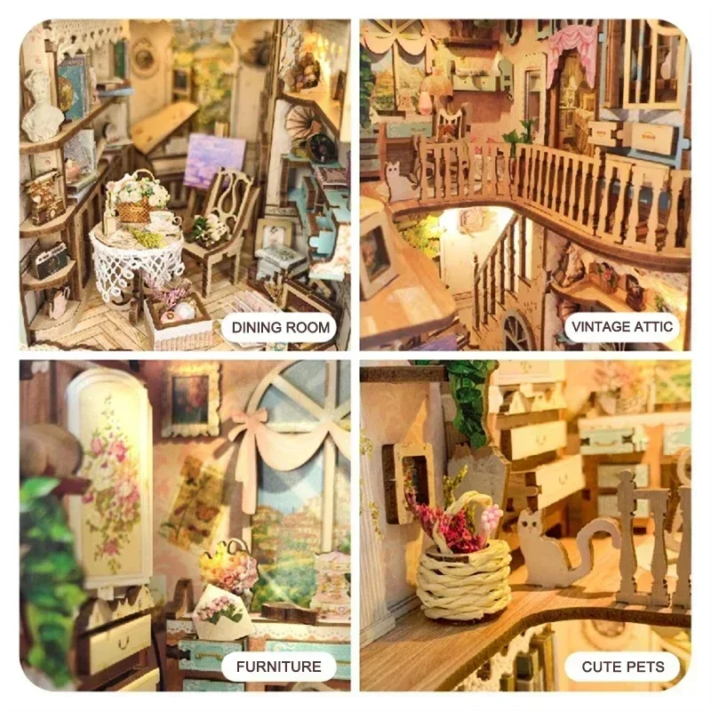 Masal Kasabası Kitaplık Orman  - Diy Wooden Book Nook Kit Shelf Insert incelemesi ve fiyatı